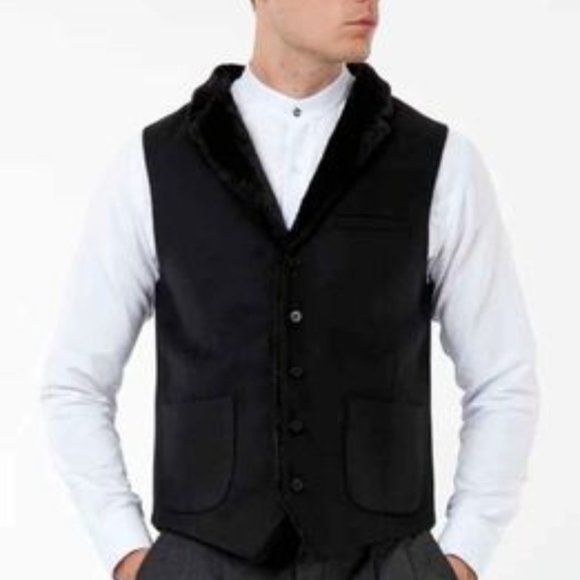 JACK Martin Black Flannel Waist Coat 5 buttons patch pockets - Picture 2 of 6